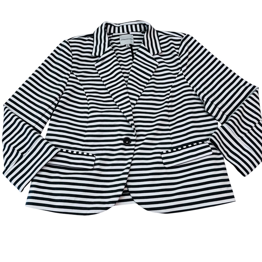 Catherine Malandrino Striped Blazer XXL Gray‎ White Office Chic